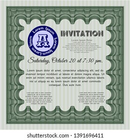 Green Formal invitation. Customizable, Easy to edit and change colors. Complex background. Perfect design. 