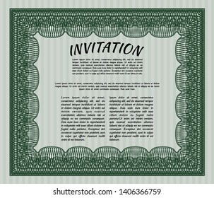 Green Formal invitation. Customizable, Easy to edit and change colors. With great quality guilloche pattern. Superior design. 