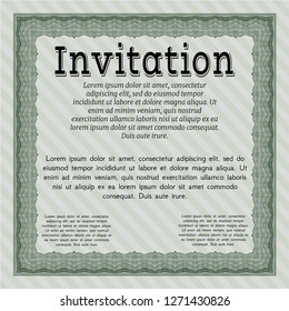 Green Formal invitation. Detailed. With complex background. Modern design. 