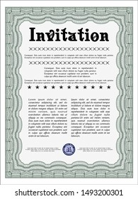 Green Formal invitation. Detailed. With guilloche pattern. Artistry design. 