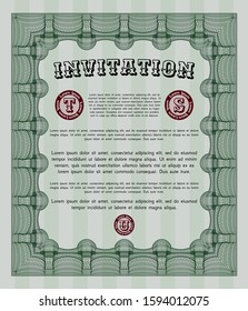 Green Formal invitation. Easy to print. Vector illustration. Perfect design. 