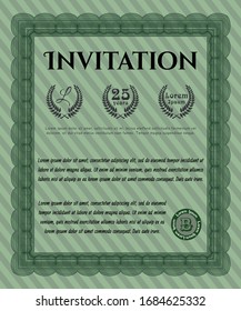 Green Formal invitation. Easy to print. Customizable, Easy to edit and change colors. Artistry design. 