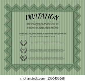 Green Formal invitation. Elegant design. With great quality guilloche pattern. Customizable, Easy to edit and change colors. 