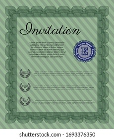 Invitación formal verde. Diseño elegante. Con un fondo complejo. Detallado. 