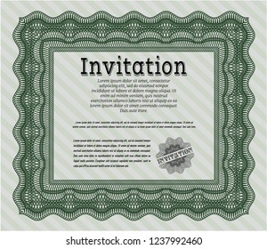 Green Formal invitation. Excellent design. Complex background. Detailed. 