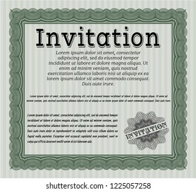 Green Formal invitation. With great quality guilloche pattern. Detailed. Lovely design. 