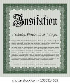 Green Formal invitation. With great quality guilloche pattern. Customizable, Easy to edit and change colors. Lovely design. 