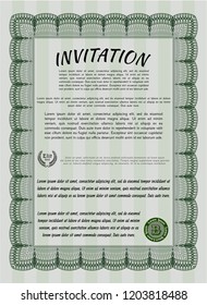 Green Formal invitation. With linear background. Customizable, Easy to edit and change colors. Perfect design. 