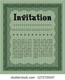 Green Formal invitation. With linear background. Excellent design. Detailed. 