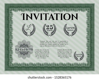Green Formal invitation. With linear background. Customizable, Easy to edit and change colors. Elegant design. 