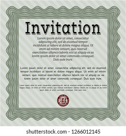 Green Formal invitation. Lovely design. Detailed. With great quality guilloche pattern. 