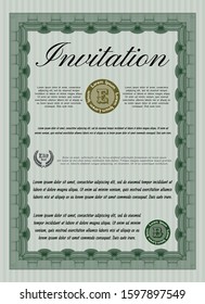 Green Formal invitation. Lovely design. Customizable, Easy to edit and change colors. With background. 