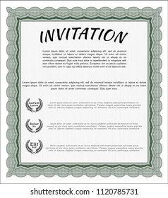 Green Formal invitation. Money Pattern design. Detailed. With background. 