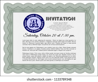 Green Formal invitation. Money Pattern. With quality background. Customizable, Easy to edit and change colors. 