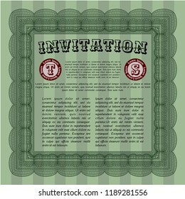 Green Formal invitation. Money Pattern design. Easy to print. Customizable, Easy to edit and change colors. 