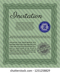 Green Formal invitation. Money Pattern design. With background. Vector illustration. 