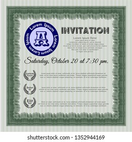 Green Formal invitation. Money Pattern. Complex background. Vector illustration. 