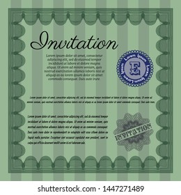 Green Formal invitation. Money Pattern. Customizable, Easy to edit and change colors. Complex background. 