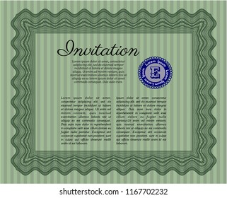 Green Formal invitation. Nice design. Customizable, Easy to edit and change colors. With complex background. 