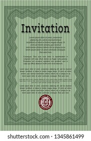 Green Formal invitation. Nice design. Printer friendly. Customizable, Easy to edit and change colors. 