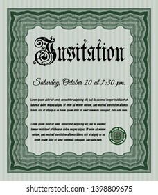 Green Formal invitation. Nice design. Vector illustration. Complex background. 