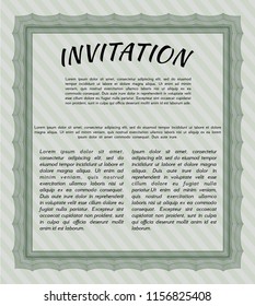 Green Formal invitation. Printer friendly. Vector illustration. Perfect design. 