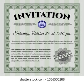 Green Formal invitation. Printer friendly. Vector illustration. Perfect design. 