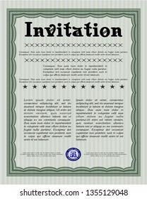 Green Formal invitation. With quality background. Modern design. Vector illustration. 