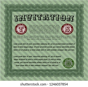 Green Formal invitation. Retro design. Customizable, Easy to edit and change colors. With quality background. 