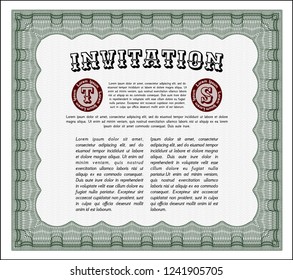 Green Formal invitation. Sophisticated design. Complex background. Vector illustration. 