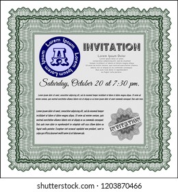 Green Formal invitation. Superior design. Detailed. Easy to print. 