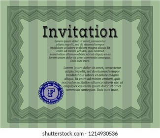 Green Formal invitation. Superior design. Customizable, Easy to edit and change colors. With background. 