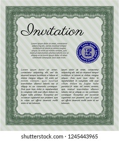 Green Formal invitation. Superior design. Vector illustration. Easy to print. 