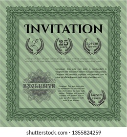 Green Formal invitation. Superior design. With linear background. Customizable, Easy to edit and change colors. 