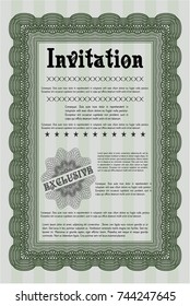 Green Formal invitation. Superior design. With guilloche pattern and background. Customizable, Easy to edit and change colors. 
