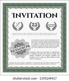 Green Formal invitation template. With background. Cordial design. Customizable, Easy to edit and change colors. 