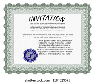 Green Formal invitation template. Beauty design. Complex background. Vector illustration. 