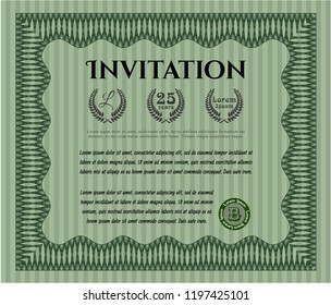 Green Formal invitation template. Beauty design. With background. Detailed. 