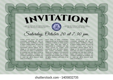 Green Formal invitation template. Beauty design. With background. Vector illustration. 