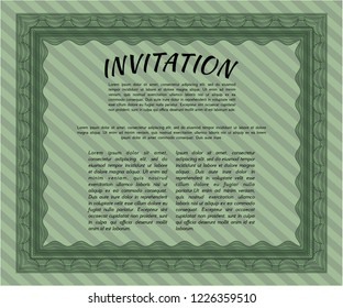 Green Formal invitation template. With complex linear background. Cordial design. Customizable, Easy to edit and change colors. 