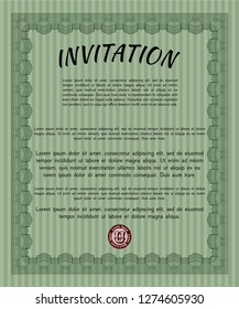 Green Formal invitation template. With complex background. Sophisticated design. Customizable, Easy to edit and change colors. 