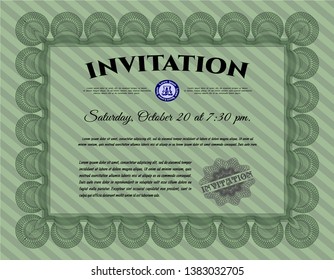 Green Formal invitation template. With complex background. Customizable, Easy to edit and change colors. Good design. 