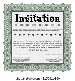 Green Formal invitation template. Customizable, Easy to edit and change colors. With linear background. Money design. 