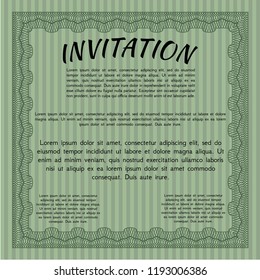 Green Formal invitation template. Customizable, Easy to edit and change colors. With guilloche pattern and background. Excellent design. 
