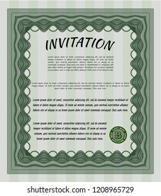 Green Formal invitation template. Customizable, Easy to edit and change colors. With complex background. Nice design. 