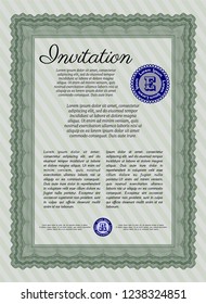 Green Formal invitation template. Customizable, Easy to edit and change colors. With complex background. Elegant design. 
