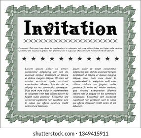 Green Formal invitation template. Customizable, Easy to edit and change colors. With great quality guilloche pattern. Perfect design. 