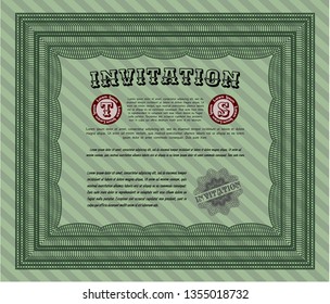 Green Formal invitation template. Customizable, Easy to edit and change colors. Easy to print. Cordial design. 