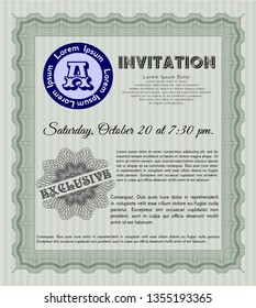 Green Formal invitation template. Customizable, Easy to edit and change colors. Easy to print. Money Pattern. 