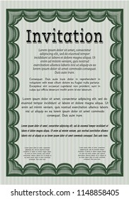 Green Formal invitation template. Detailed. With quality background. Nice design. 